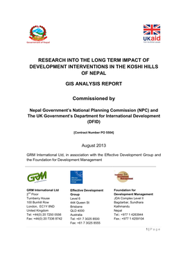 Research Into the Long Term Impact of Development Interventions in the Koshi Hills of Nepal