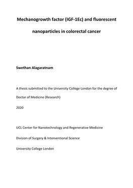 (IGF-1Ec) and Fluorescent Nanoparticles in Colorectal Cancer