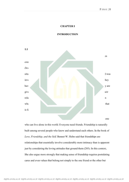 Fitri | 1 CHAPTER I INTRODUCTION 1.1 Background of the Study Human Is Created Differently from Other God's Creatures. They Ha