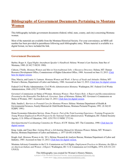 Bibliography of Books and Published Documents Pertaining to Montana