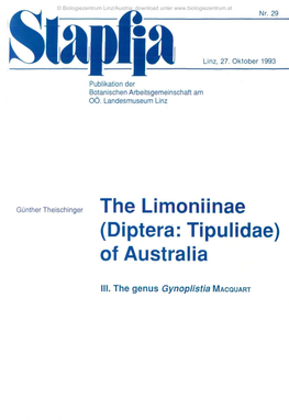 The Limoniinae (Diptera: Tipulidae) of Australia