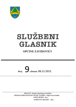 Službeni Glasnik Općine Zavidovići, Broj 9-2015