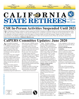 CSR In-Person Activities Suspended Until 2021 Calpers Committee