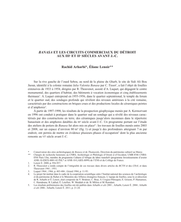 Banasa Et Les Circuits Commerciaux Du Détroit Aux Iiie Et Iie Siècles Avant J.-C. Rachid Arharbi*, Éliane Lenoir**