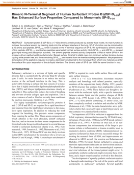 Dimeric N-Terminal Segment of Human Surfactant Protein B (Dsp-B1–25) Has Enhanced Surface Properties Compared to Monomeric SP-B1–25