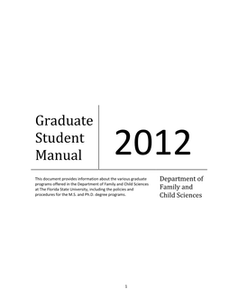 Graduate Student Manual 2012