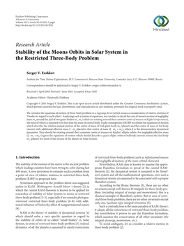 Stability of the Moons Orbits in Solar System in the Restricted Three-Body Problem