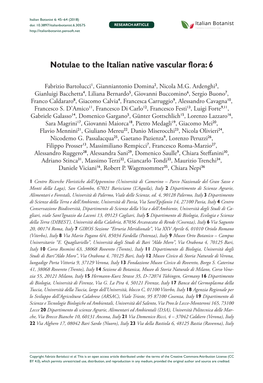 Notulae to the Italian Native Vascular Flora: 6 45 Doi: 10.3897/Italianbotanist.6.30575 RESEARCH ARTICLE