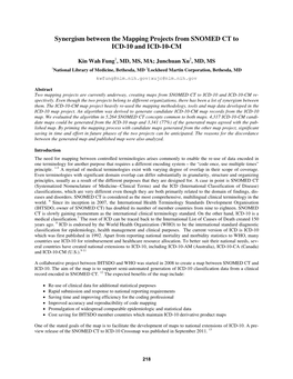 Synergism Between the Mapping Projects from SNOMED CT to ICD-10 and ICD-10-CM