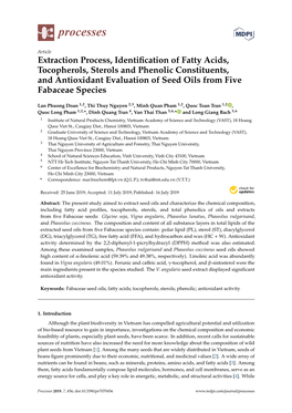 Extraction Process, Identification of Fatty Acids, Tocopherols, Sterols