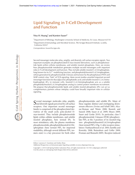 Lipid Signaling in T-Cell Development and Function