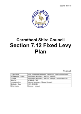 Carrathool Shire Council Section 7.12 Fixed Levy Plan