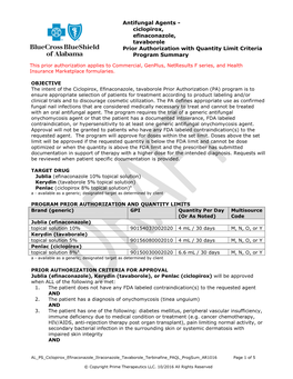 Ciclopirox, Efinaconazole, Tavaborole Prior Authorization with Quantity Limit Criteria Program Summary