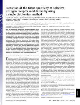 Prediction of the Tissue-Specificity of Selective Estrogen Receptor Modulators by Using a Single Biochemical Method