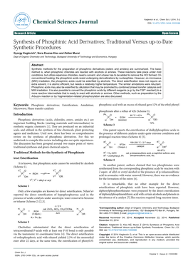 Synthesis of Phosphinic Acid Derivatives