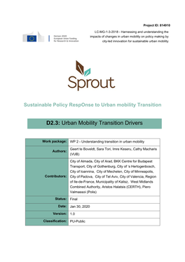 Urban Mobility Transition Drivers
