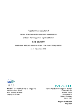 FR8 Venture Report No 16/2007