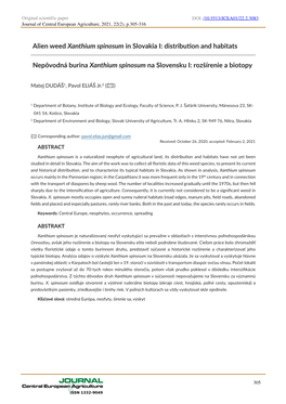 Alien Weed Xanthium Spinosum in Slovakia I: Distribution and Habitats