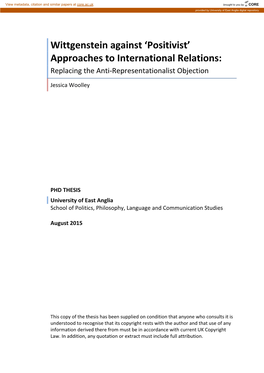 'Positivist' Approaches to International Relations