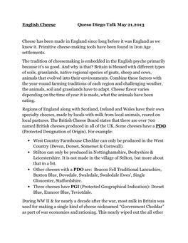 English Cheeses’, Blue Stilton Takes Its Name from a Village Just South of Peterborough Which Was a Coach Stop on the Great North Road