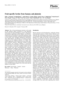 Fruit-Specific Lectins from Banana and Plantain