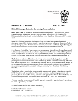 Heiltuk Press Release