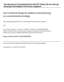 User‑Centered Design for Additive Manufacturing As a Customization Strategy