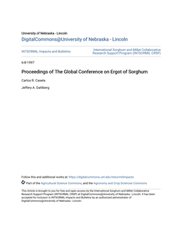 Proceedings of the Global Conference on Ergot of Sorghum