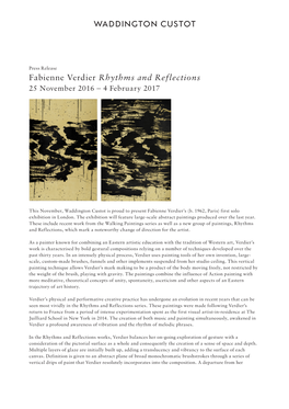 Fabienne Verdier Rhythms and Reflections 25 November 2016 – 4 February 2017
