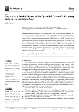 Impacts of a Profile Failure of the Cycloidal Drive of a Planetary Gear