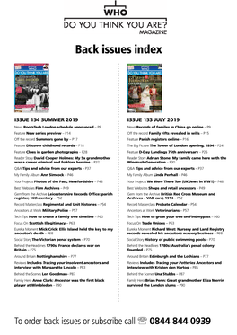 Back Issues Index