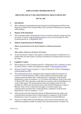 The Scotland Act 2016 (Transitional) Regulations 2017