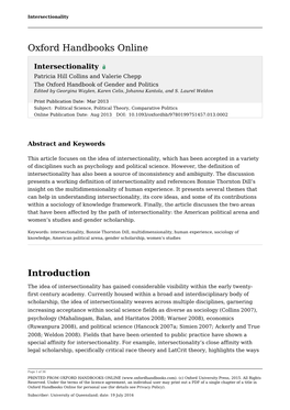 Intersectionality Chapter in the Oxford Handbook