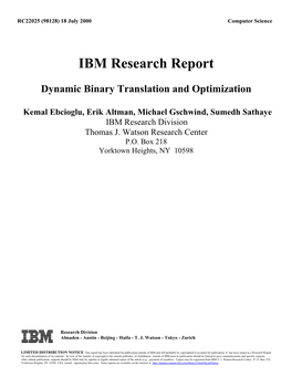 IBM Research Report