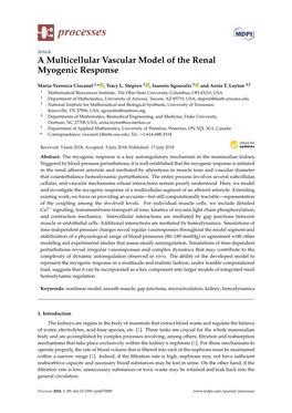 A Multicellular Vascular Model of the Renal Myogenic Response