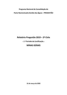 Relatório Progestão 2019 – 2º Ciclo