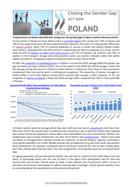 POLAND Young Women Are Better Educated Than Young Men, but Gender Gaps in Labour Market Outcomes Persist