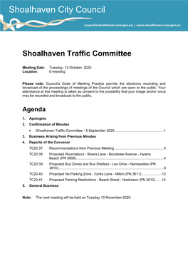 Agenda of Shoalhaven Traffic Committee