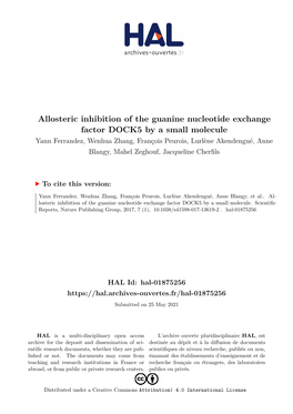 Allosteric Inhibition of the Guanine Nucleotide Exchange Factor DOCK5