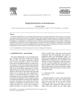 Staphylinid Beetles As Bioindicators