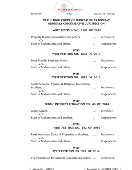 In the High Court of Judicature at Bombay Ordinary Original Civil Jurisdiction