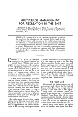 Multiple-Use Management for Recreation in the East