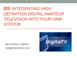 Digital Video Broadcasting-T for Ham Radio…