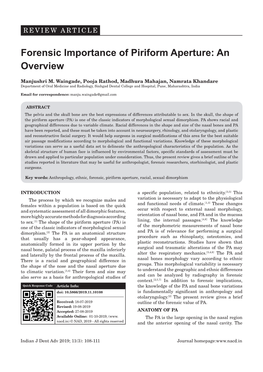 Forensic Importance of Piriform Aperture: an Overview