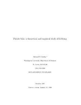 Private Bills: a Theoretical and Empirical Study of Lobbying