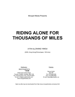 Riding Alone for Thousands of Miles