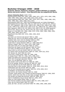 Bachchor Erlangen 1958 – 2020