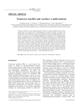 Transverse Myelitis and Vaccines: a Multi-Analysis