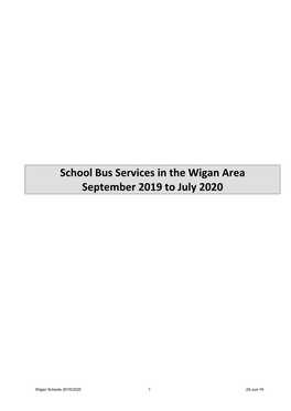 School Bus Services in the Wigan Area September 2019 to July 2020