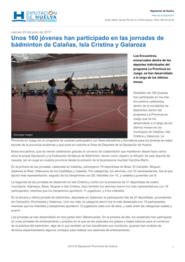 Unos 160 Jóvenes Han Participado En Las Jornadas De Bádminton De Calañas, Isla Cristina Y Galaroza